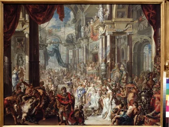 Podobenství o svatební hostině. Podobenství o svatební hostině. Obraz Johanna Georga Platzera (1704-1761)