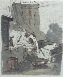 Aristoteles (grafit, inkoust a mytí na papíře)