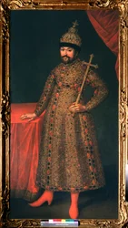 Portrét ruského cara Michela I. Fjodoroviče Romanova (1596-1645) (Portrét ruského cara Michaila I. Fjodoroviče) - Peinture de Johan Heinrich Wedekind (1674-1736), olej na plátně