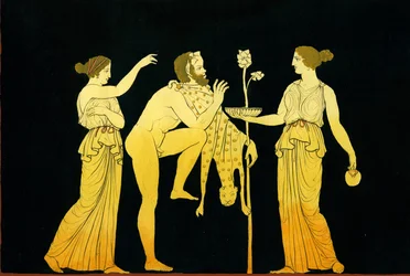 Dvě maenady nabízejí víno Dionysovi kolem roku 1796