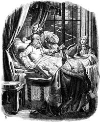 Jindřich lev před svou smrtí v Brunswieku Ilustrace z Geschichte des deutschen Volkes od E. Dullera, 1840