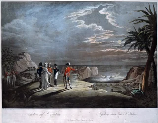 Napoleon Bonaparte na ostrově Svatá Helena - Rugendas, Johann Lorenz, mladší (1775-1826) - Akvatinta - 47x58 - Soukromá sbírka