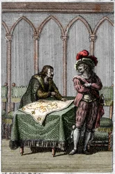 Císař Albert I. Habsburský (1255-1308) studující mapu Francie v době konfliktu mezi papežem Bonifácem VIII. a francouzským králem Filipem IV.