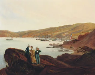 Pláž El Membrillo poblíž Valparaiso, 1844