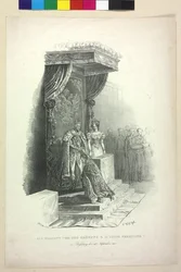 Okamžik před korunovací krále Ferdinanda V. v Bratislavě dne 28. září 1830