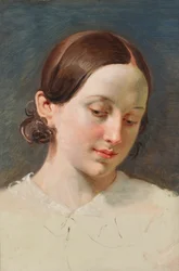 Hlava dívky s hnědými vlasy (studie pro "Rüdiger und Angelica")