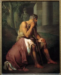 Oidipus a Antigona, obraz Johanna Petera Kraffta (1780-1856), 1809, výška 0,53 x 0,66 m