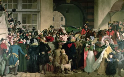Návrat Františka I. Rakouského (II. Svaté říše římské) (1768-1835) do Presburgu 27. listopadu 1809, 1828-32 (enkaustika)