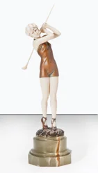 Golfista v plavkách, kolem roku 1925 (bronz, slonovina a onyx)