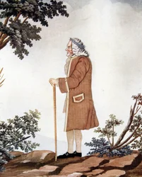 Portrét Voltaira, francouzského spisovatele (1694-1778) - v ""Kvaši a hedvábí"" připisovaný Johannu Huberovi ze Ženevy