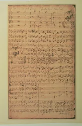 Autografní rukopis, kantáta BWV 180 "Schmucke dich o liebe Seele", J. S. Bach (tuš na papíře)