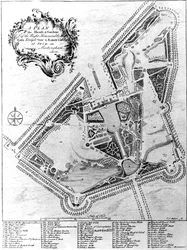Plán domu a zahrad v Stowe, Buckinghamshire