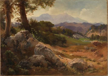 Horská krajina s kozami