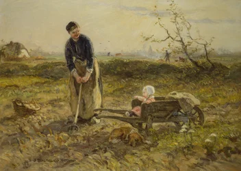 V polích s Katiou (olej na plátně)