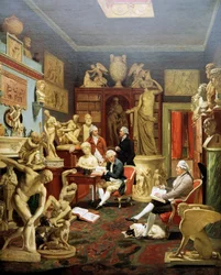 Charles Townley ve své sochařské galerii, Park Street, Londýn, 1782, obraz Johanna Zoffanyho (1733-1810)