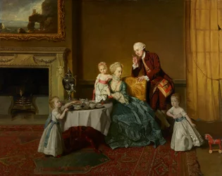 John, čtrnáctý lord Willoughby de Broke a jeho rodina, asi 1766