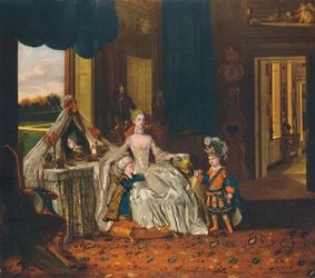 Královna Charlotte v šatně s princem a vévodou v maškarních šatech, c1766, 1948