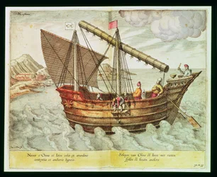 Čínské harampádí, ilustrace z „Jan Huyghen van Linschoten, His Discourse of Voyages into the East and West Indies“, 1579-92 (rytina)