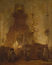 Interiér německé synagogy v Haagu, 1875-80