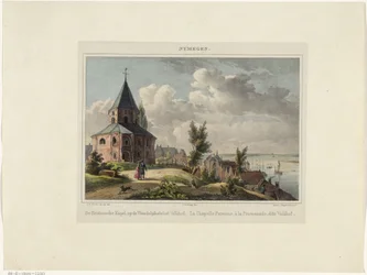 Kaple svatého Mikuláše v Nijmegenu Hedensche Kapel, na procházce Valkhof. La Chapelle Payenne, à la Promenade, dit Valkhof (název na objektu) Nymegen. (název série na objektu)