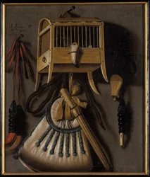 Zátiší s vybavením na odchyt ptáků, 1660