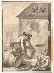Jens Blok a Gunild. Ilustrace pro Ludvig Holberg: Peder Paars 1772. (2. kniha, 3. píseň)