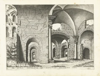 Pohled na Diokleciánovy lázně Římské ruiny, 1561 (název série)