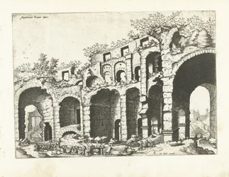 Pohled na amfiteátr pravděpodobně Koloseum Římské ruiny, 1561 (název série)