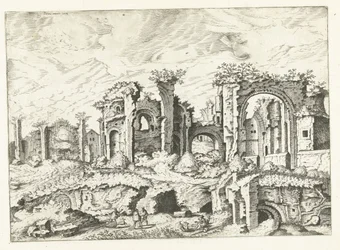 Čtvrtý pohled na ruiny na Palatinu Římské ruiny, 1561 (název série)