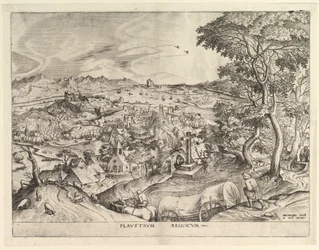 Belgický vůz Plaustrum Belgicum z Velké krajiny, ca. 1555-56.