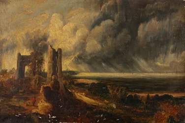 Hadleigh Castle, ústí Temže - ráno po bouřlivé noci (olej na plátně)