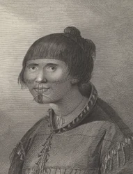 Žena z Onalašky, konec 18. století (rytina)