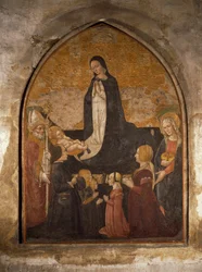Itálie, Milán, Kostel Panny Marie Milostivé, Věžní kaple, Panna adorující dítě, freska