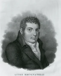 Portrét Luigiho Valentina Brugnatelliho (1761-1818), italského chemika a vynálezce galvanického pokovování, lept Luigi Rados (1773-1840) podle kresby Roberta Focosiho (1806-1862)