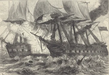 Námořní bitva (litho)