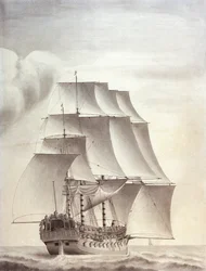 Portrét anglické lodi "Worcester" 60 děl