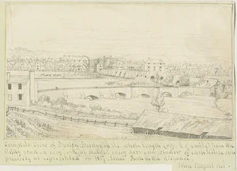 Burton-upon-Trent Bridge and Town: kresba perem, 1817