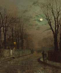 Mokrá cesta, Knostrop, Yorkshire, John Atkinson Grimshaw, 1886