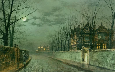 Starý anglický dům, měsíční svit po dešti, 1883