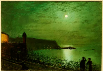 Scarborough by Moonlight ze schodů Grand Hotelu