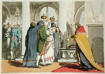 Manželství, leptané umělcem, vydáno 1804 (barevné lito)