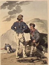 Námořníci z knihy "The Costume of Great Britain", rytina autora, vydali William Miller a James Walker