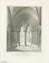 Interiér katedrály Lichfield - vchod do Kapituly: rytina, nd [c 1819] (tisk)