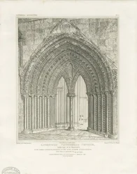 Katedrála Lichfield - North Transept Doorway: rytina, nd [c 1820] (tisk)