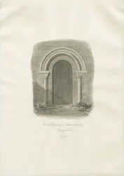 Alrewas Church - North Doorway: sépiová kresba