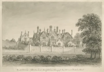 Barton under Needwood - "Barton Hall": sépiová kresba, 1839