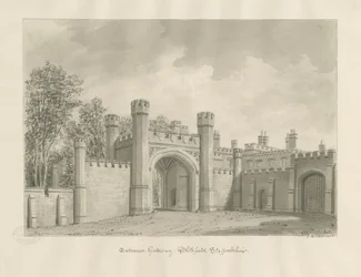 Blithfield Hall: sépiová kresba