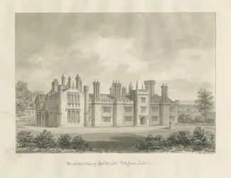 Blithfield Hall: sépiová kresba, 1823
