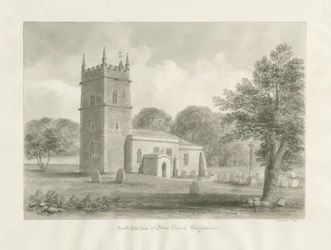 Blore Church: sépiová kresba, 1847