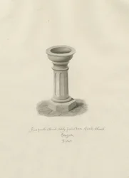 Castle Church - Font in Church: sépiová kresba